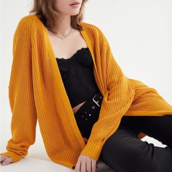 Urban Outfitters Blake Cardigan Sweater Mustard - Picture 1 of 6